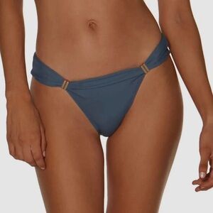 Vix Women's Blue Stretch Metal Clasp Swimwear Bikini Bottom.